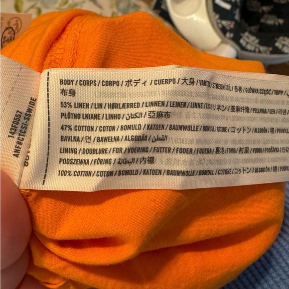 Abercrombie & Fitch linen cotton blend midi skirt with slit XL orange NWT - Picture 7 of 8